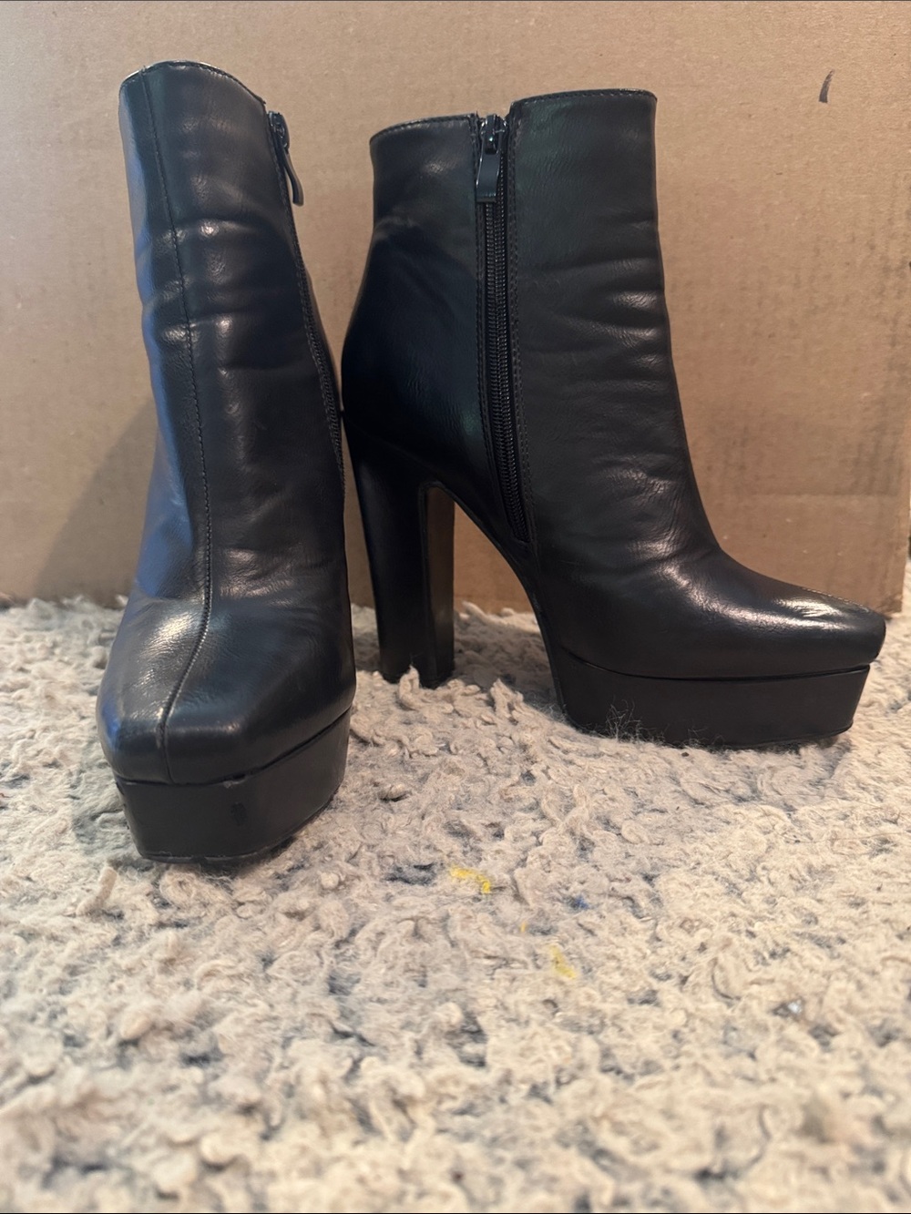 Women's Black Platform Zip-Up Ankle Boots